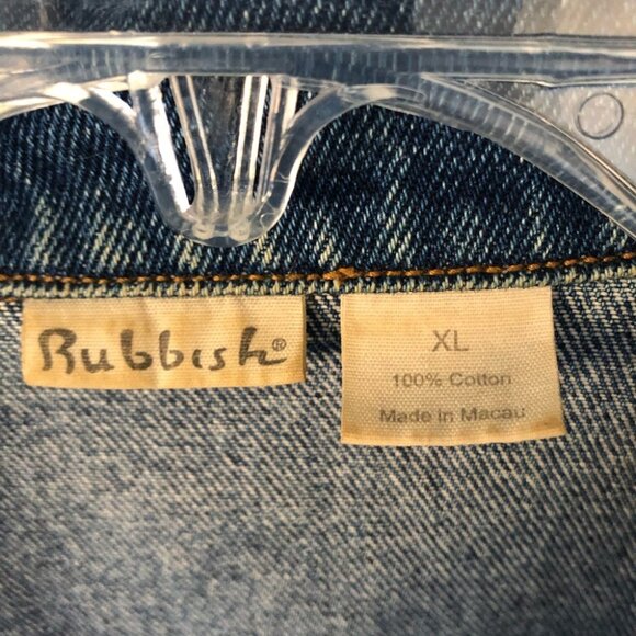 Rubbish Juniors XL Distressed Light Wash Jean Denim Jacket - Picture 3 of 5